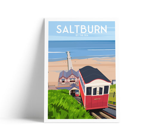 Saltburn By The Sea Print - England Travel Poster - Saltburn-By-The-Sea Gift