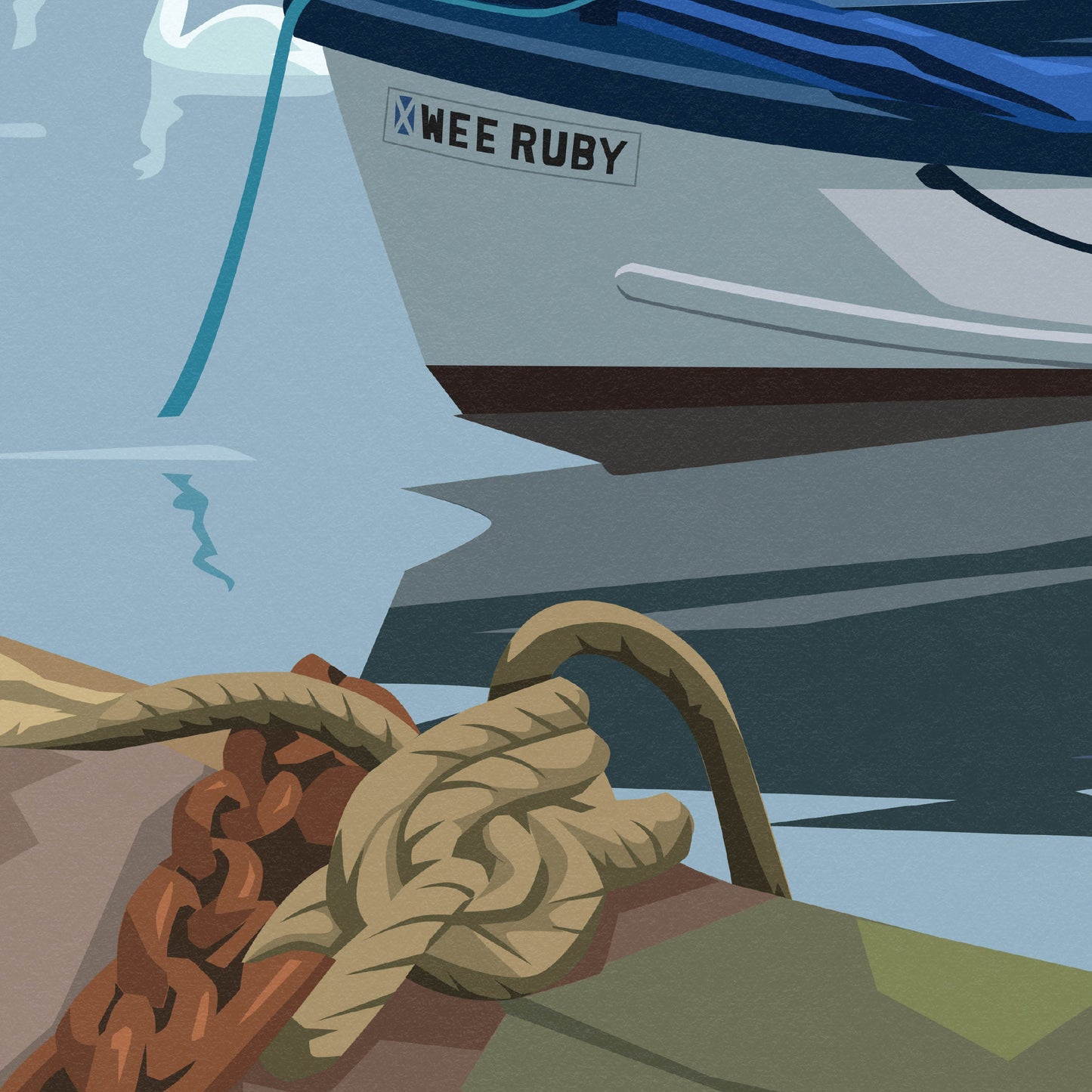 Inverkeithing Harbour Print - Fife Travel Poster - Swans - Kingfisher - Heron - Duck - Scottish Wall Art
