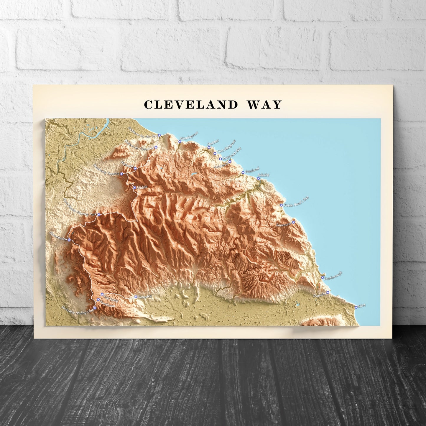 Cleveland Way Map Print | National Trail | Trail Map | Wall Art | Walkers Hiking Gift | Helmsley to Filey