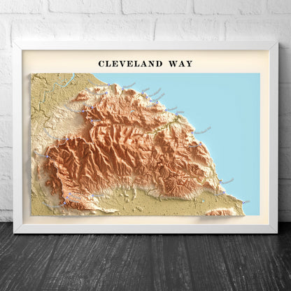 Cleveland Way Map Print | National Trail | Trail Map | Wall Art | Walkers Hiking Gift | Helmsley to Filey