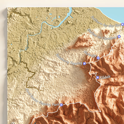 Cleveland Way Map Print | National Trail | Trail Map | Wall Art | Walkers Hiking Gift | Helmsley to Filey