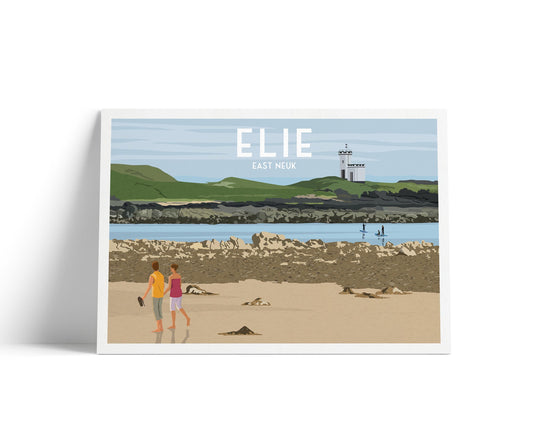 Elie Lighthouse and Beach Travel Poster - Scotland Print