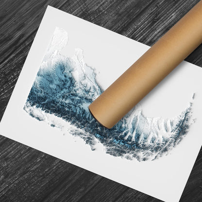 Patagonia Art Relief Map - 2D Shaded Relief Map - retro map - Wall Art