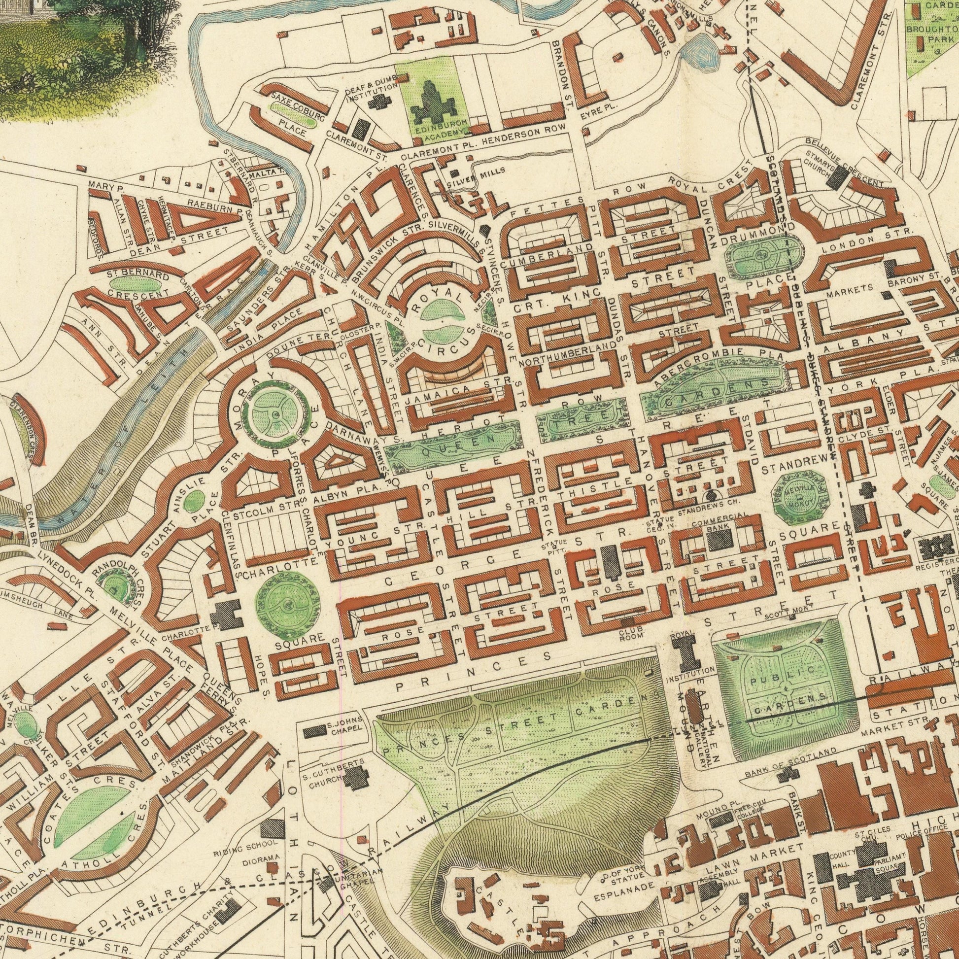 Old Edinburgh Map | Plan of the City of Edinburgh, Scotland | 1851 | Vintage Scottish Print | Old Map Wall Decor