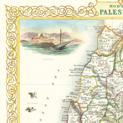 Modern Palestine Print - Jerusalem, Samaria, Galilee, West Bank, Gaza ,biblical Map, historic sites, Bible Study