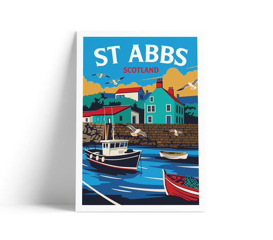 St Abbs Print - Berwickshire Travel Poster - St Abb's Harbour