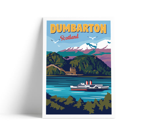 Dumbarton Rock Print - Western Scotland - Waverley - Paddle Steamer