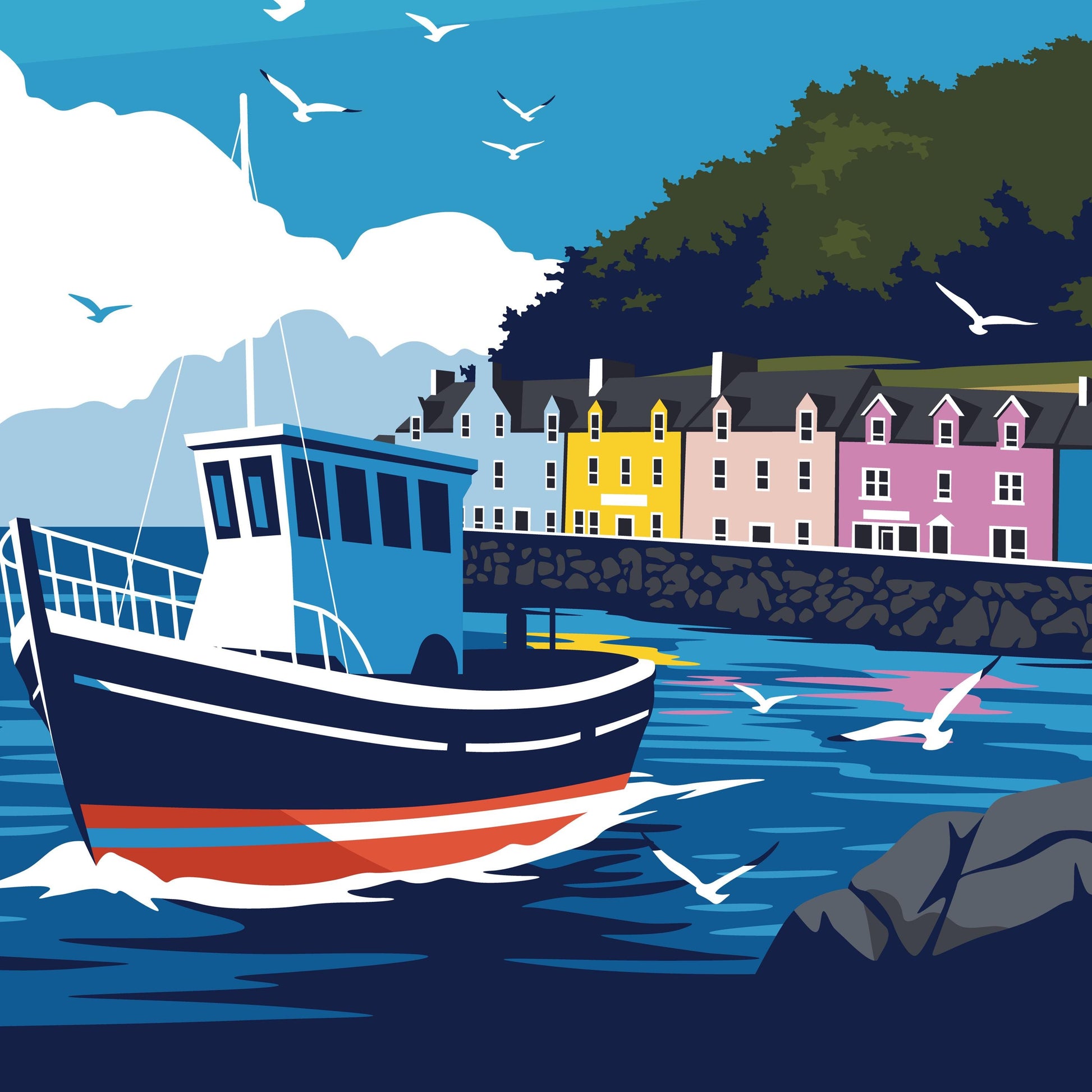 Portree Print - Isle of Skye Travel Poster
