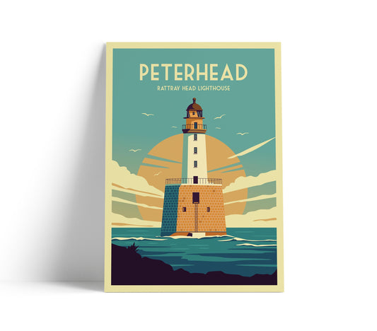 Peterhead Print - Rattray Head Travel Poster - Scotland