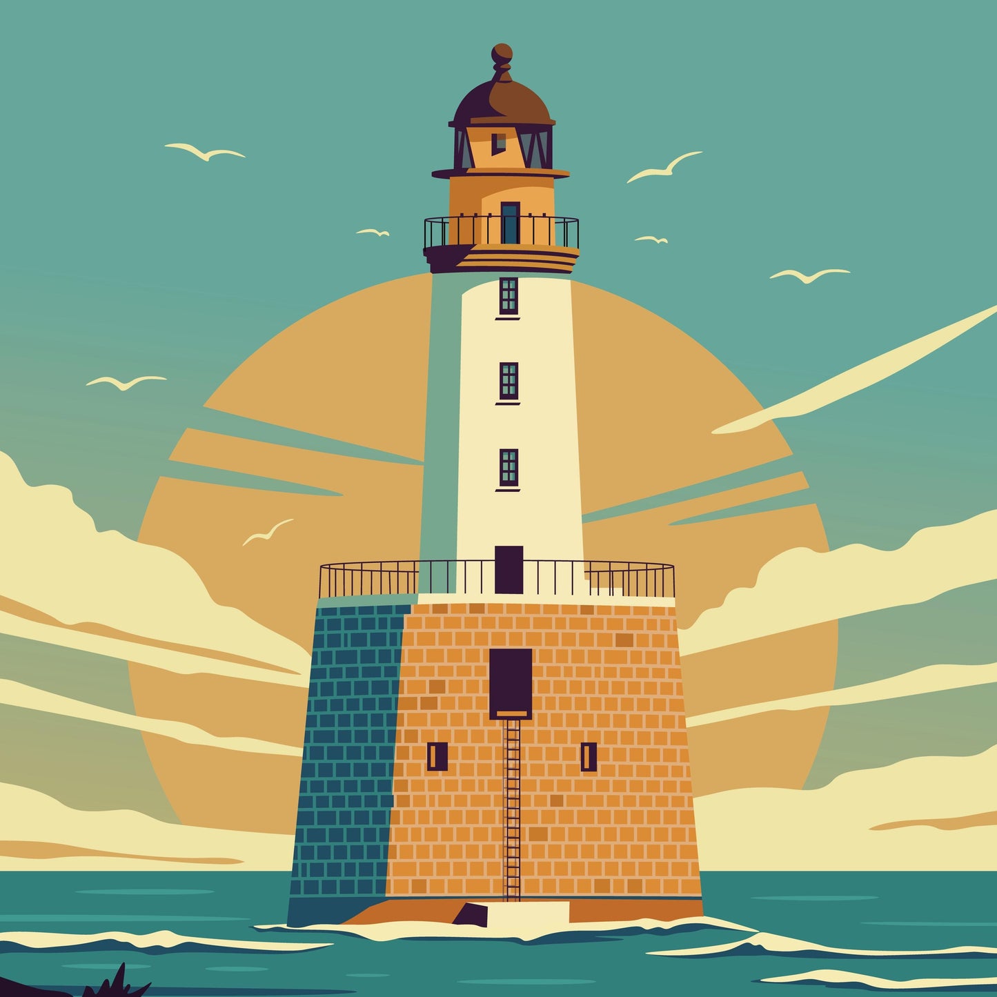 Peterhead Print - Rattray Head Travel Poster - Scotland