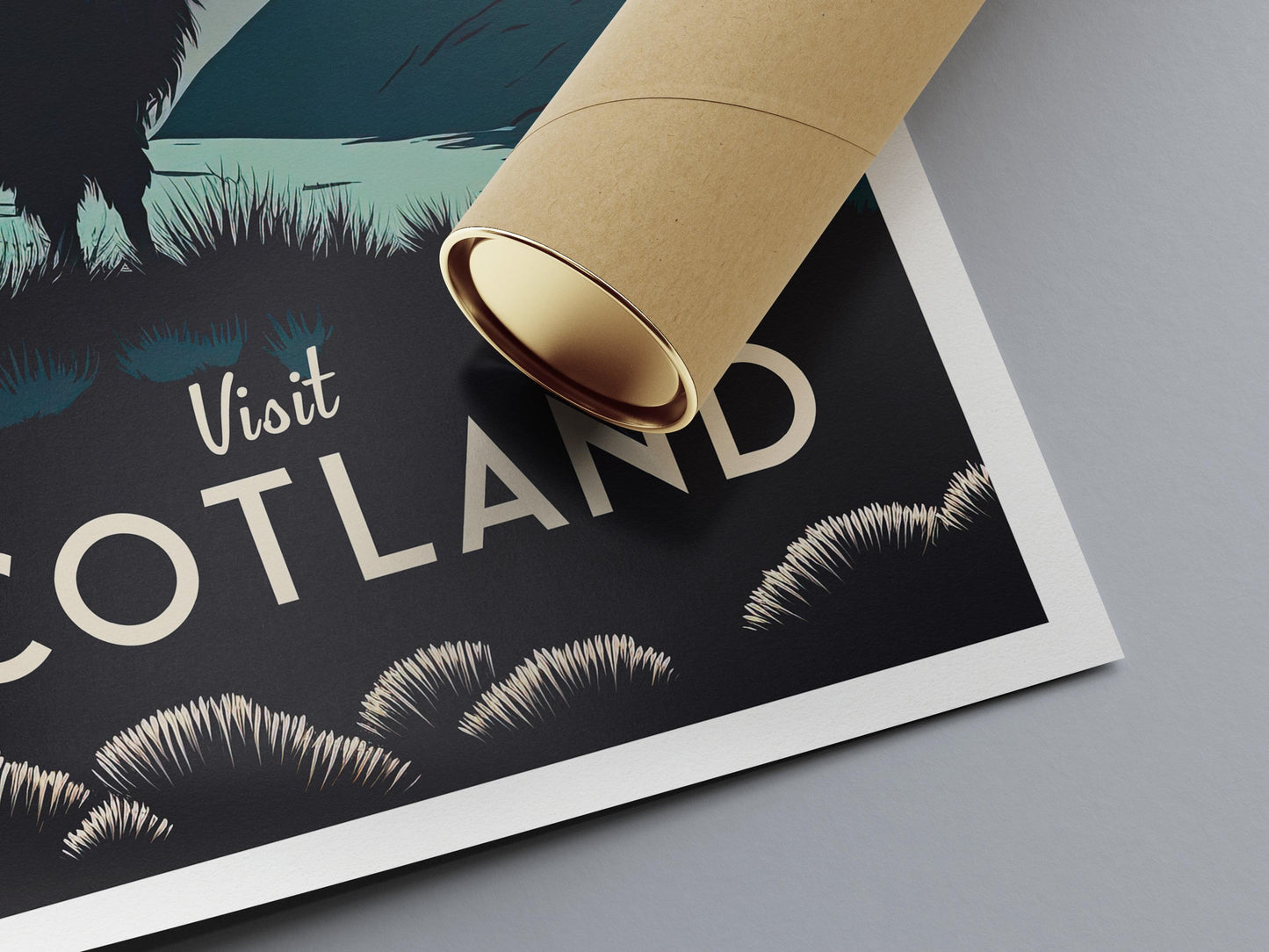 Scotland Travel Poster - Highland Cow