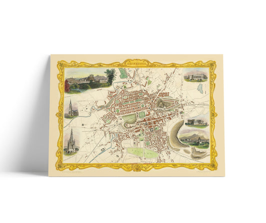 Old Edinburgh Map | Plan of the City of Edinburgh, Scotland | 1851 | Vintage Scottish Print | Old Map Wall Decor