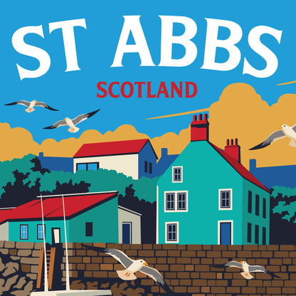 St Abbs Print - Berwickshire Travel Poster - St Abb's Harbour