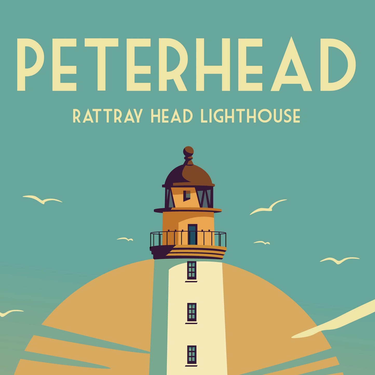 Peterhead Print - Rattray Head Travel Poster - Scotland