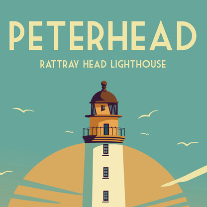 Peterhead Print - Rattray Head Travel Poster - Scotland