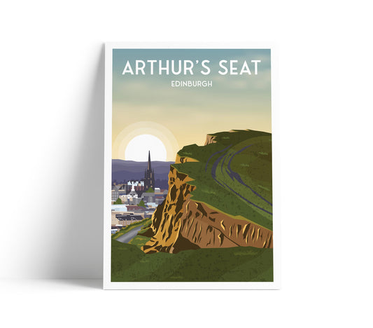 Arthur's Seat Edinburgh Travel Art Print, Edinburgh Travel Poster, Scottish Wall Art