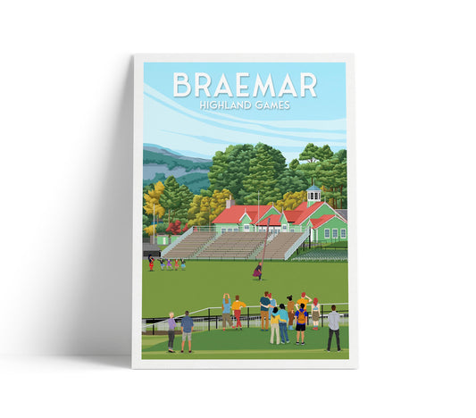 Braemar Highland Games Travel Poster - Scotland - Scottish Landscape Wall Art for Home or Office Decor - A3, A2, A1