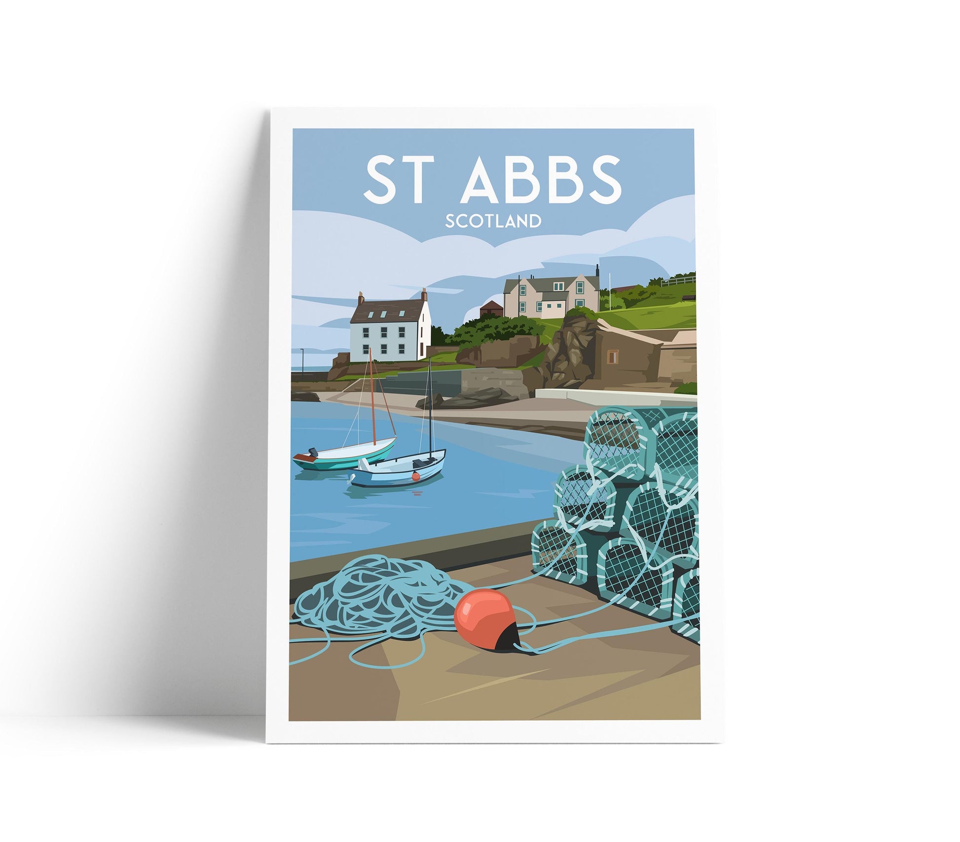 St Abbs Print - Berwickshire Travel Poster - St Abb's Harbour