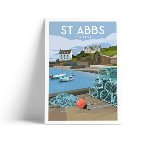 St Abbs Print - Berwickshire Travel Poster - St Abb's Harbour