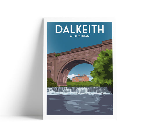 Dalkeith Travel Poster – Montagu Bridge & Dalkeith Palace – Scotland Wall Art