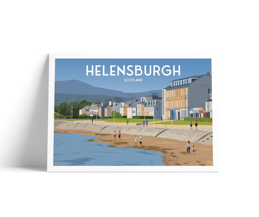 Helensburgh Travel Poster – Scenic Beach View – Scotland Wall Art