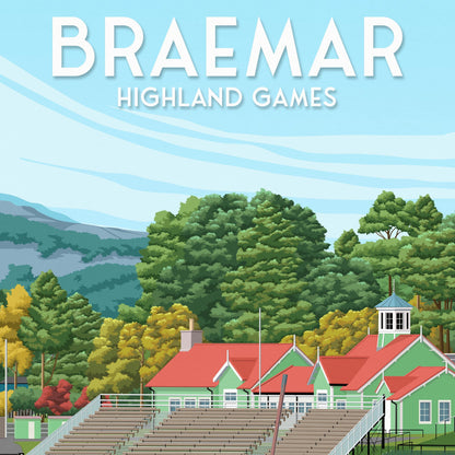 Braemar Highland Games Travel Poster - Scotland - Scottish Landscape Wall Art for Home or Office Decor - A3, A2, A1