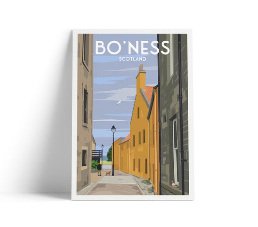 Bo'ness Print, Scotland Travel Poster, Borrowstounness - Dymock Buildings