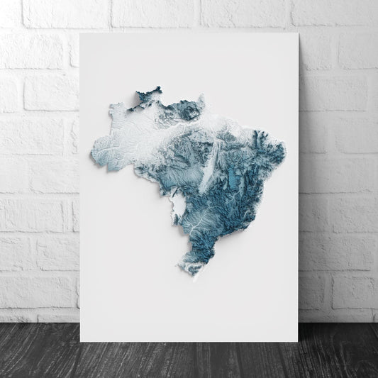 Brazil Art Relief Map - 2D Print - Brazilian Geology - 2D Shaded Relief Map - Brasil - Brasilien - Brasile - Brazilia - Brasilien - בראזיל