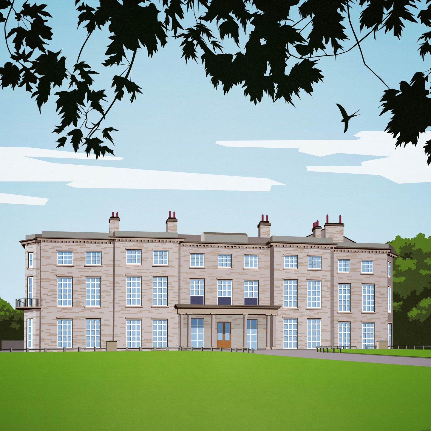 Haigh Hall, Wigan Travel Poster – Vintage Style Wall Art Print (A4, A3, A2, A1)