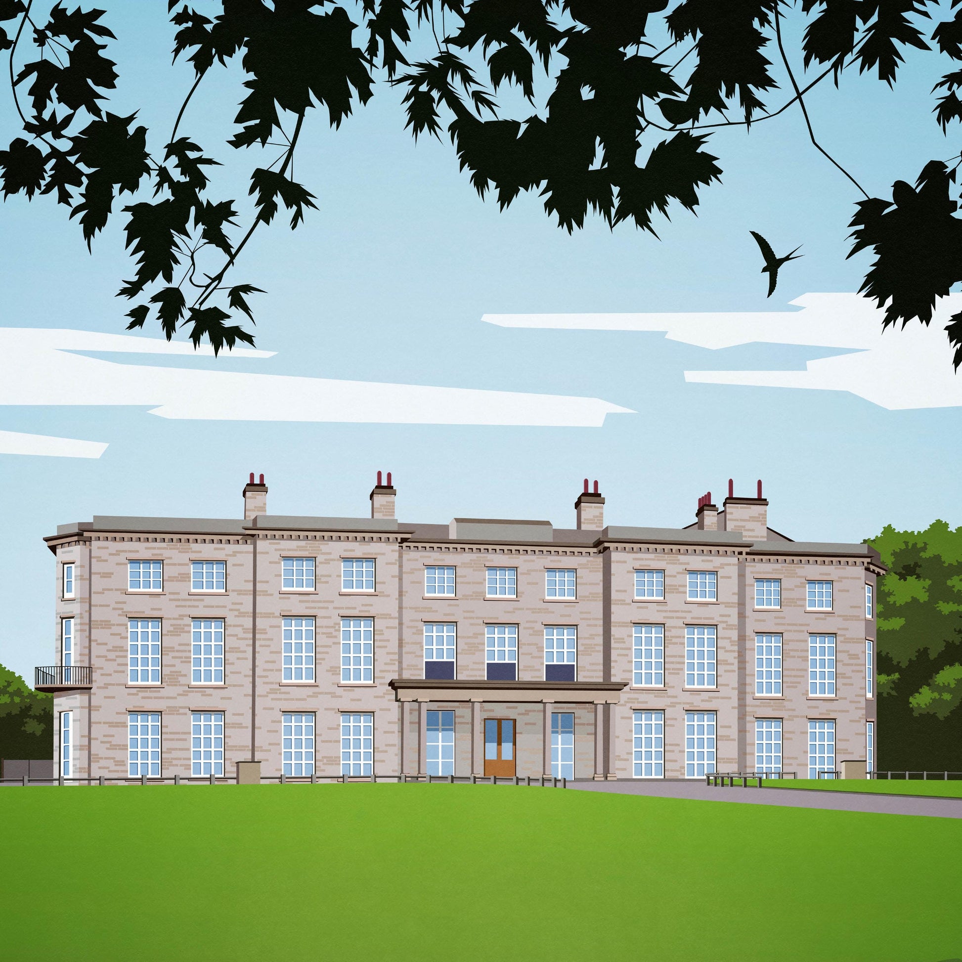 Haigh Hall, Wigan Travel Poster – Vintage Style Wall Art Print (A4, A3, A2, A1)
