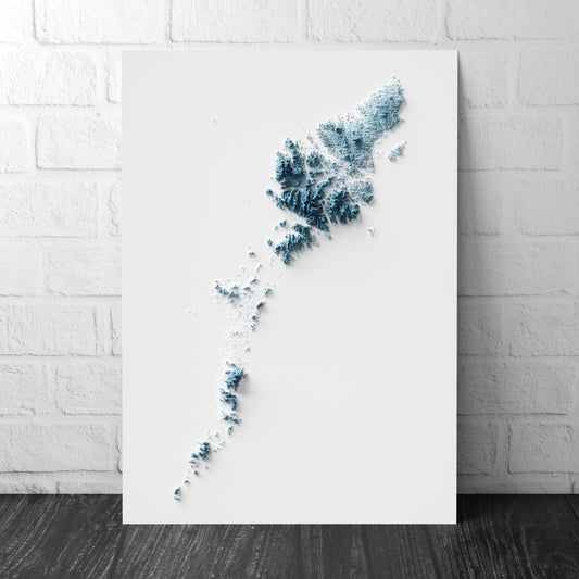 Outer Hebrides Art Relief Map - Harris and Lewis - 2D Print - Scotland Geology Poster - 2D Shaded Relief Map - Western Isles - Long Isle