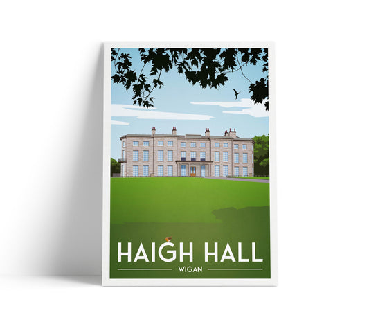 Haigh Hall, Wigan Travel Poster – Vintage Style Wall Art Print (A4, A3, A2, A1)