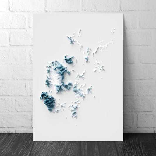 Orkney Art Relief Map - 2D Print - Scotland Geology Poster - 2D Shaded Relief Map
