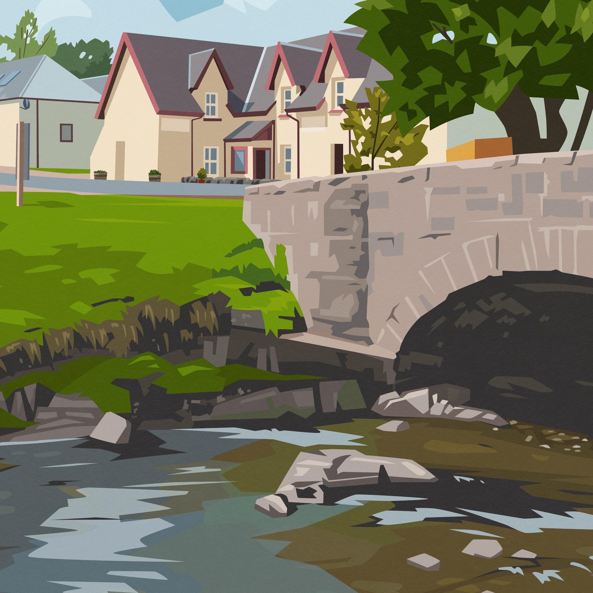 Bridge of Orchy Travel Poster – West Highland Way Print Featuring Bridge & Hotel | Scotland Hiking Art Print | A4 A3 A2 A1 Sizes
