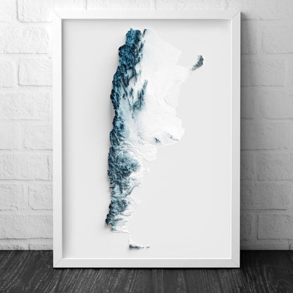 Argentina Art Relief Map - 2D Print - Argentinian Geology - 2D Shaded Relief Map