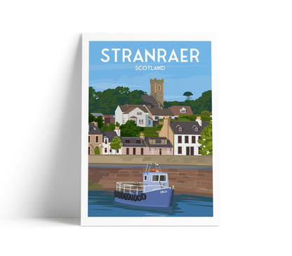Stranraer Travel Poster Print | Scottish Coastal Wall Art | A4 to A1 Sizes | Matt or Satin Finish