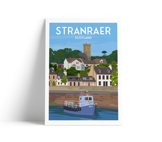 Stranraer Travel Poster Print | Scottish Coastal Wall Art | A4 to A1 Sizes | Matt or Satin Finish