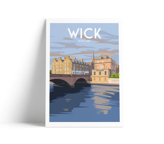 Wick Travel Poster | Caithness Scotland Wall Art Print | A4 to A1 Sizes | Matt or Satin Finish