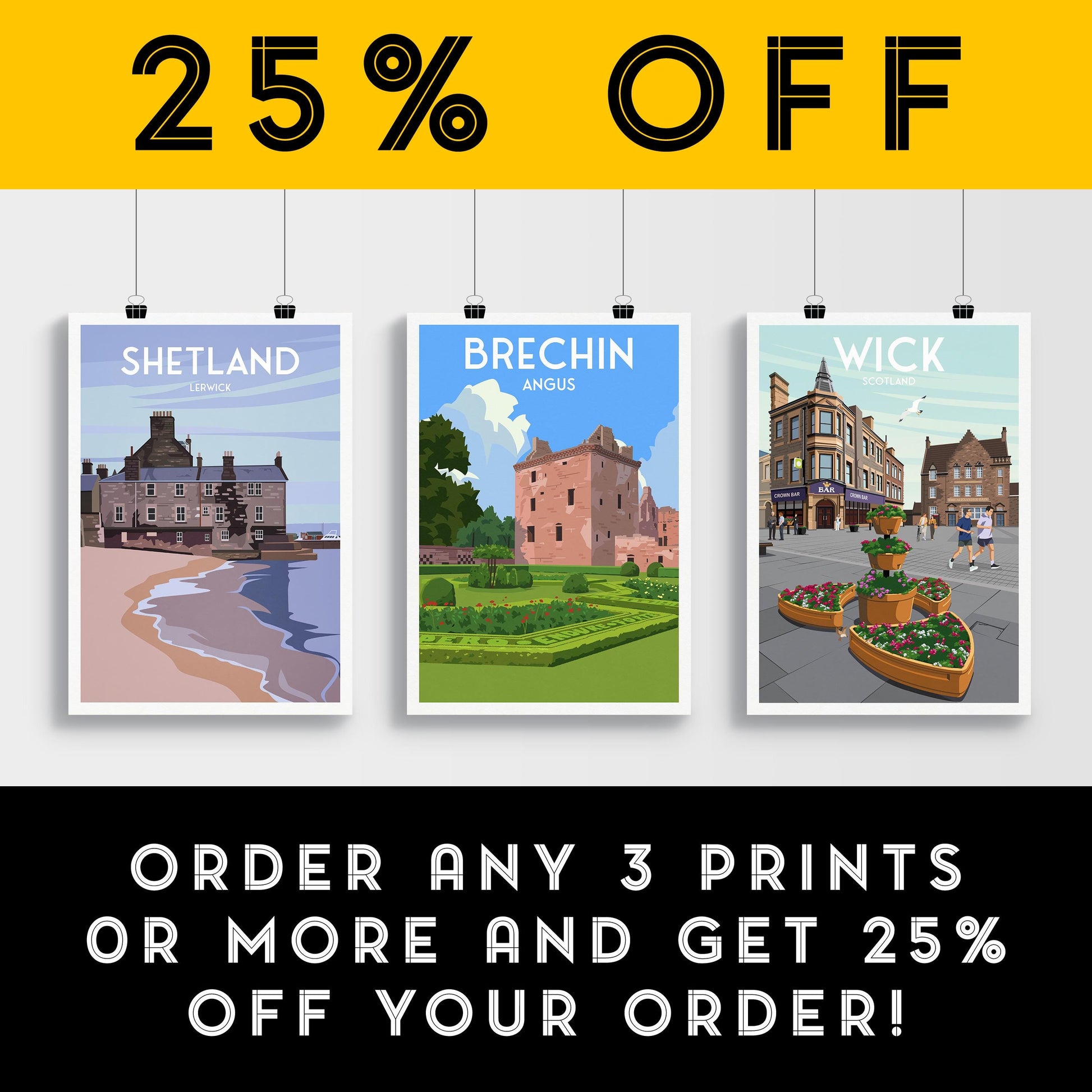 Edzell Castle Travel Poster | Brechin Scotland Wall Art | A4 to A1 Sizes | Matt or Satin Finish