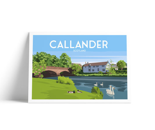 Callander Travel Poster | Scottish Village Wall Art | River Teith Print | A4 A3 A2 A1 | Matt or Satin Finish