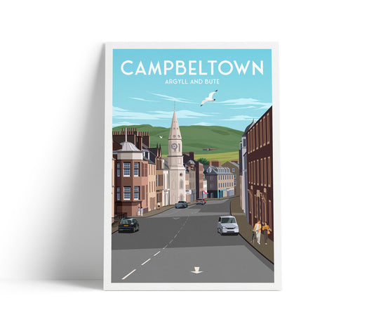 Campbeltown Travel Poster | Argyll and Bute Wall Art | Scottish Coastal Town Print | Scotland Decor | Modern Travel Illustration