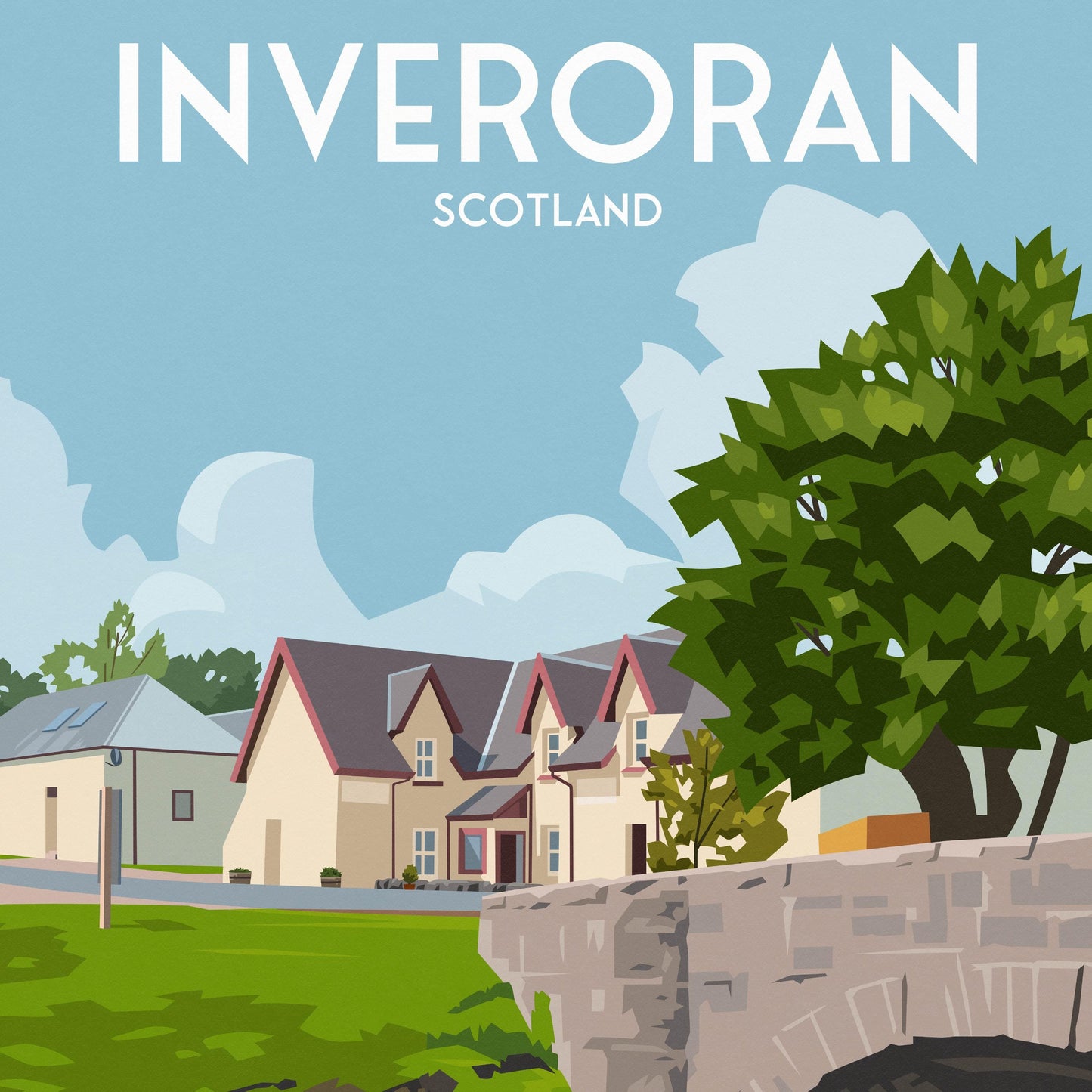 Inveroran Travel Poster – West Highland Way Print Featuring Bridge & Hotel | Scotland Hiking Art Print | A4 A3 A2 A1 Sizes