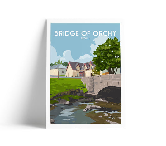 Bridge of Orchy Travel Poster – West Highland Way Print Featuring Bridge & Hotel | Scotland Hiking Art Print | A4 A3 A2 A1 Sizes