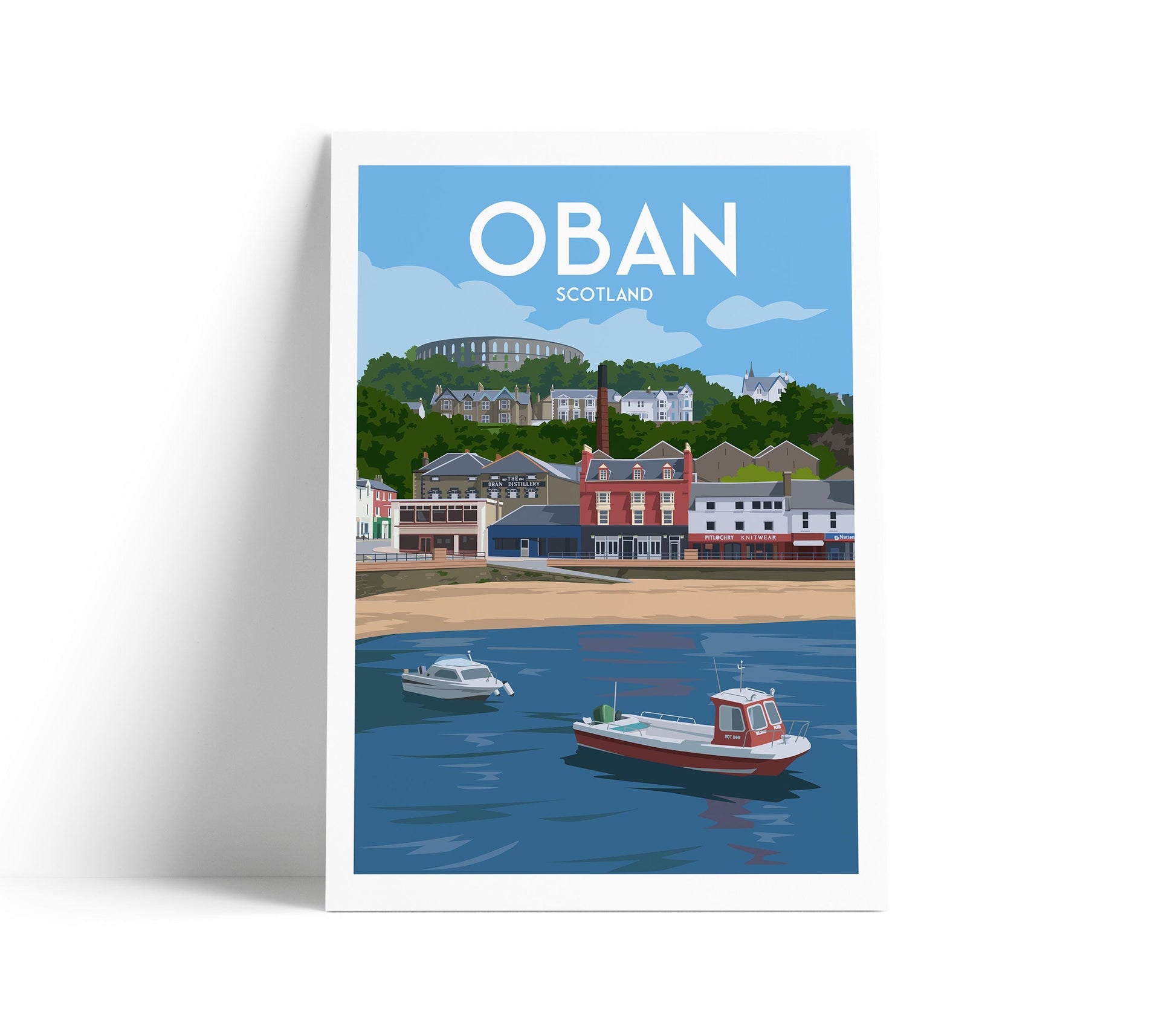 Oban Travel Poster | Scotland Coastal Wall Art | A4 to A1 Sizes | Matt or Satin Finish