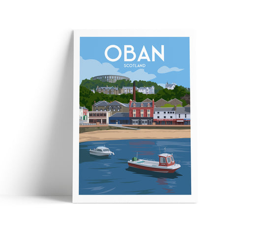 Oban Travel Poster | Scotland Coastal Wall Art | A4 to A1 Sizes | Matt or Satin Finish