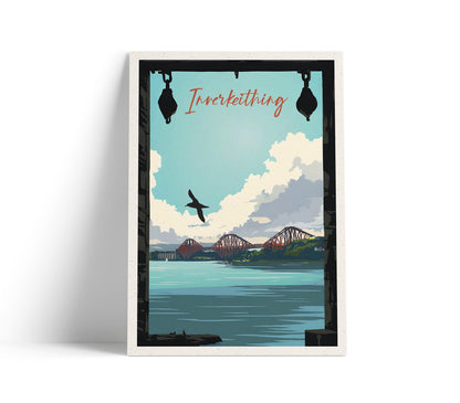 Inverkeithing Print - View of the Forth Bridge from near the Quarry - Travel Poster - Fife Gift