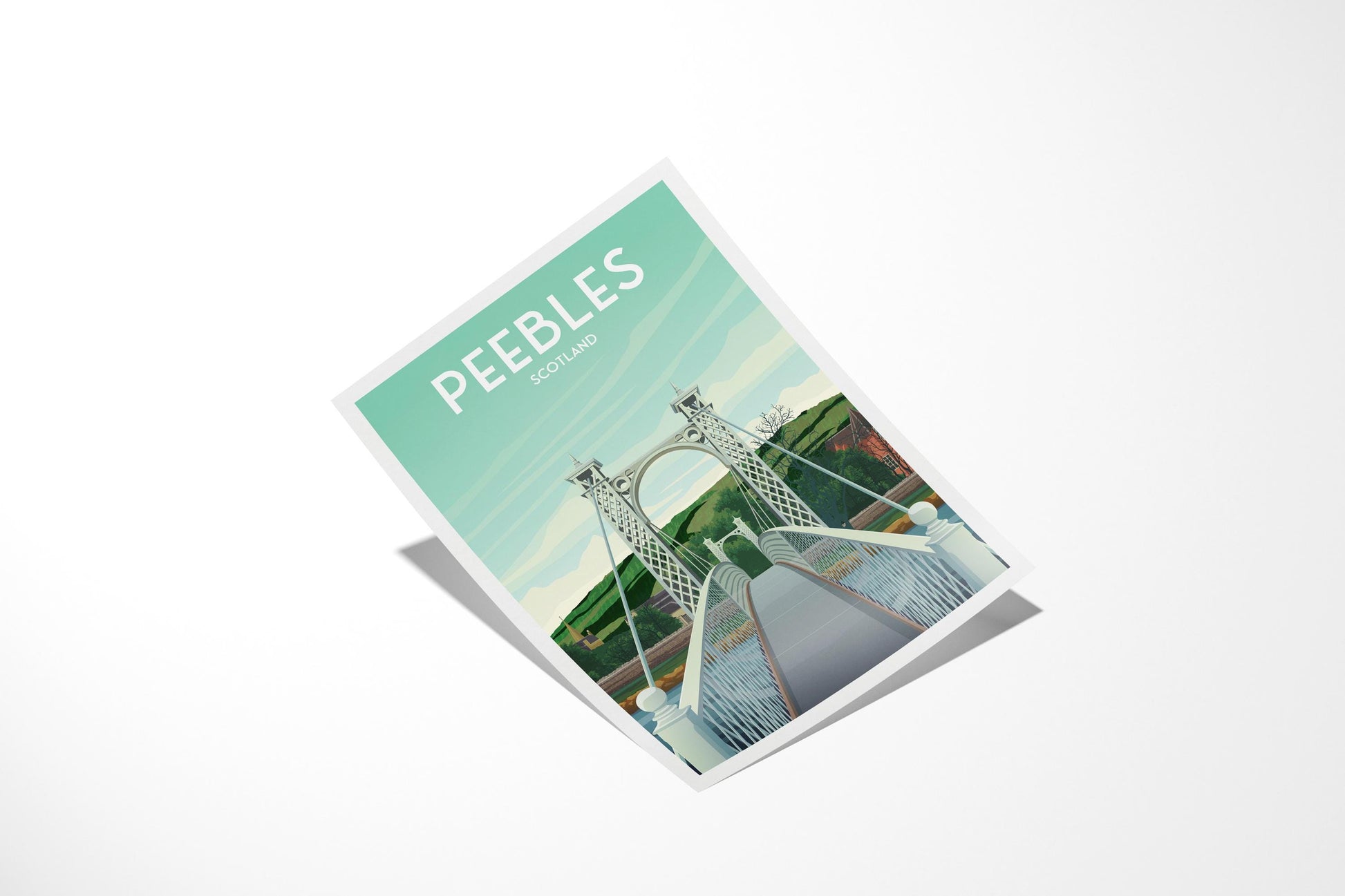 Peebles Travel Poster – Priorsford Footbridge Wall Art – Scotland Print A4 to A1