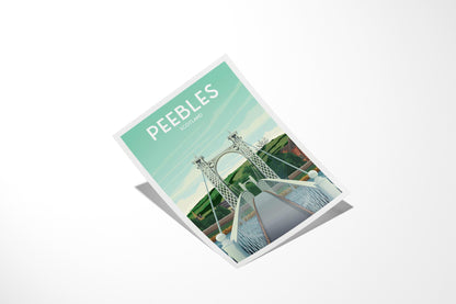 Peebles Travel Poster – Priorsford Footbridge Wall Art – Scotland Print A4 to A1