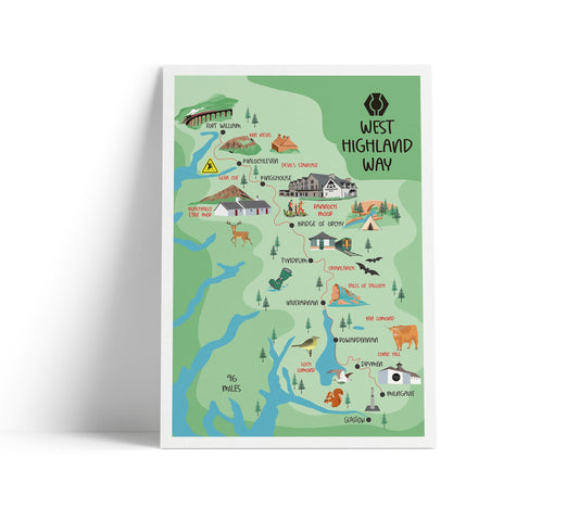 West Highland Way Map | Milngavie to Fort William | Scottish Trails | Drymen - Rowardennan - Inverarnan - Kingshouse - Glencoe - Ben Nevis