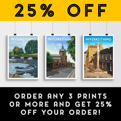 Inverkeithing Parish Church Travel Poster – Scottish Wall Art Print | Historic Fife Illustration | A4 A3 A2 A1 | Matt or Satin Finish